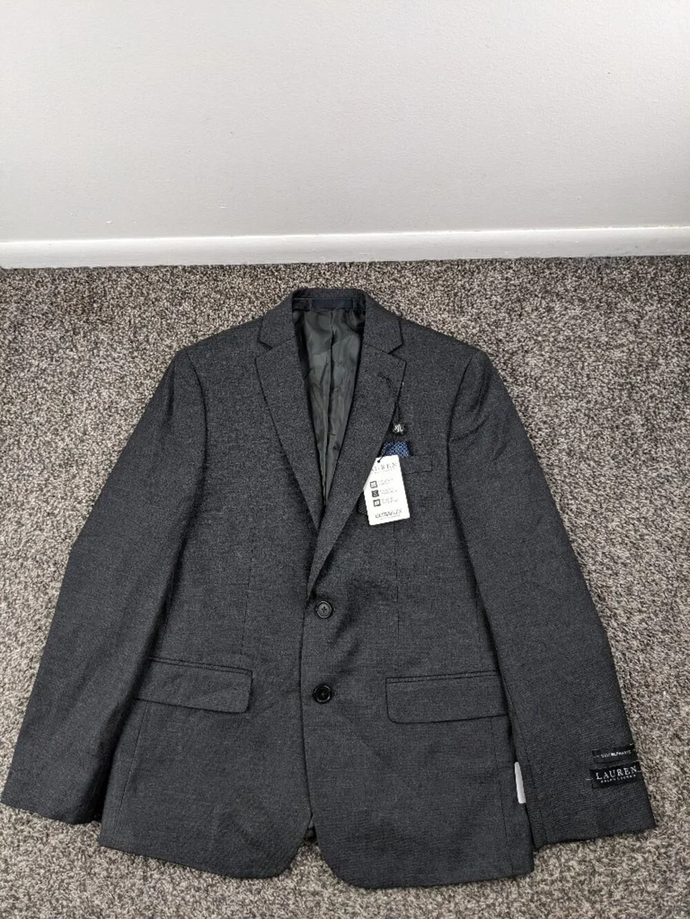 NWT Ralph Lauren Sport Coat Suit Jacket Gray Big Boys Husky Size 14H